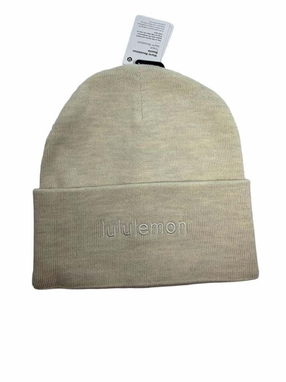 Lululemon Warm Revelation Beanie O/S Heathered Bone Knit Hat